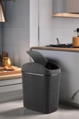 6 Lt Çöp Kovası, Mutfak, Banyo, Tuvalet, Ofis Çöp Kutusu Siyah - 4