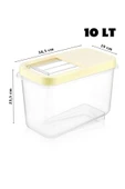 2 Adet 10 Lt Kolay Kayar Kapaklı Multibox Erzak Bakliyat Vs. Saklama Kabı Krem - 2