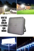 Dış Mekan ve Kamp İçin USB İle Şarj Olan 4 Farklı Işık Modlu Güçlü Projektör Lamba 100W 2400 Mah - 1