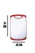1 Adet Plastik, Kaydırmaz, Kesme Panosu/ Kesme Tahtası Kırmızı&Beyaz 31x20 - 5