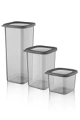 6'lı Set Etiketli, Kırılmaz Kare Erzak Saklama Kabı Antrasit X2 1,75 Lt/1,2 Lt/0,5 Lt - 3