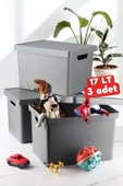 Home Life 17 Lt. Kapaklı Kutu 3 Adet ANTRASİT - 1