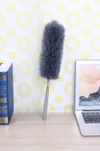140 Cm Teleskopik Uzatılabilir Mikrofiber Yumuşak Başlıklı Gri Toz Alma Fırçası Püskülü - 6