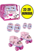 Minnie Çantalı Dizlik ve Dirseklikli 4 Teker Paten Seti -Pembe- (22 - 29 Numara için Ayarlanabilir) - 1