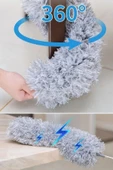 140 Cm Teleskopik Uzatılabilir Mikrofiber Yumuşak Başlıklı Gri Toz Alma Fırçası Püskülü - 4
