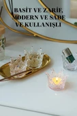 6'lı Set Kristal Taç Mumluk Şeffaf - 5