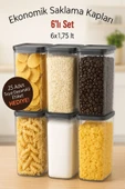 6'lı Antrasit Ekonomik Kırılmaz Saklama Kabı Seti 6x1,75 Lt. - 2