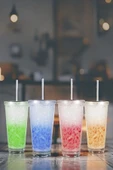 4'lü Pipetli Cool Bardaklar, Soğuk Kahve, Meşrubat, Kokteyl Bardakları - 7