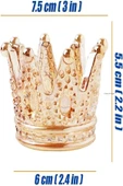 2'li Set Kristal Taç Mumluk Gold - 8