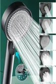 5 Modlu Duş Başlığı Tasarruflu Masaj Etkisi Banyo Duş Başlığı Siyah - 1