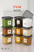 9'lu Set Saklama Kabı – Antrasit Renkli, Pratik ve Şık 550 ML - 1