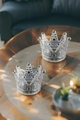 2'li Set Kristal Taç Mumluk Şeffaf - 2