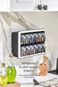 Standplus 12'li Yapışkanlı - Kaşıklı - Standlı Baharatlık Seti (Etiket Hediyeli) - 1