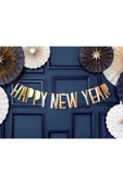 Kruvazör  Happy New Year Metalize Altın Kağıt Harf Afiş 10x90cm 1 Adet - 4