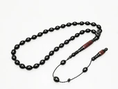 Oltu Taşı Oyma İmame ve Kırmızı Mine İşleme  Sade Tespih thumbnail 1