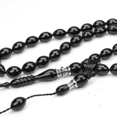 Oltu Taşı Beyzi Kesim Gümüş Nakkaş Oyma İmame Tespih thumbnail 2