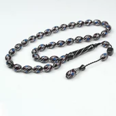 Oltu Taşı ve  Kırmızı Galalith Çift Çeşmi İşlemeli Tespih thumbnail 1