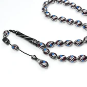 Oltu Taşı ve  Kırmızı Galalith Çift Çeşmi İşlemeli Tespih thumbnail 2