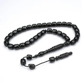 Oltu Taşı Kısa Eskitme Model Nakkaş Oyma İmameli Tespih thumbnail 1