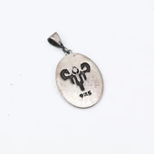 Çift Başlı Kartal  İki Yüzü Desenli  Gümüş Model Erkek Kolye thumbnail 3