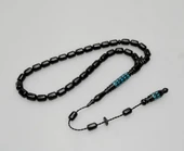 Oltu Taşı Oyma İmame ve Mavi Mine İşleme  Sade Tespih thumbnail 1