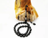 Oltu Taşı Kare Baklava Desenli  İmame Gümüş İşleme Sade Tespih thumbnail 2