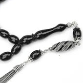 Oltu Taşı Beyzi Kesim  Gümüş Püsküllü Oltu Taşı Tespih thumbnail 3