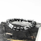 OPSİDYEN VE OLTU TAŞI LASTİKLİ BİLEKLİK thumbnail 2