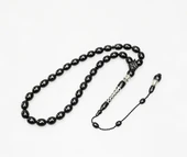 Oltu Taşı Kare Baklava Desenli  İmame Gümüş İşleme Sade Tespih thumbnail 1