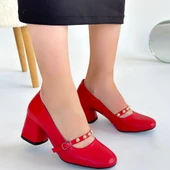 Pabucmarketi Kırmızı Kadın Topuklu Ayakkabı - 4