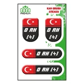 KAN GRUBU I 0 Rh(+) SİYAH DÖRTLÜ DAMLA ETİKET - 1