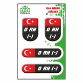 KAN GRUBU I 0 Rh(-) SİYAH DÖRTLÜ DAMLA ETİKET - 1