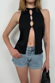 Halter Yaka Göğüs Detay Bluz - 2