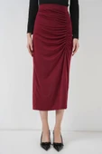 8033 Sandy Yırtmaçlı Etek - Bordo - 4