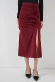 8033 Sandy Yırtmaçlı Etek - Bordo - 2
