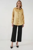 3985 Oversize Saten Gömlek - Altın Sarısı - 2