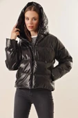 5114 Oversize Deri Mont - Siyah - 1