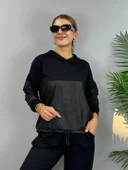 Kadın Uzun Kollu Kapüşonlu Oversize Sweat Ve Pantolon Ikili Takım - 8