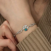 925 Ayar Gümüş Nazarlı Yonca Bileklik thumbnail 4