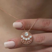 925 Ayar Gümüş Etnik Desenli Rose Kadın Gümüş Kolye thumbnail 3