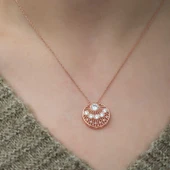 925 Ayar Gümüş Etnik Desenli Rose Kadın Gümüş Kolye thumbnail 2