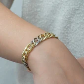 ​925 Ayar Gümüş İki Renkli Zincir Bileklik thumbnail 4