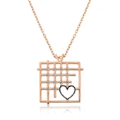 925 Ayar Gümüş Parmaklıklar Arasındaki Aşk Kadın Gümüş Kolye thumbnail 1