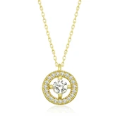 Gümüş Gold Minimal Yuvarlak Tektaş Kadın Kolye thumbnail 1