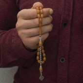 Gümüş Püskül Arpa Sıkma Kehribar Tesbih thumbnail 2