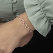 925 Ayar Gümüş Rose Kare Taşlı Bileklik thumbnail 5