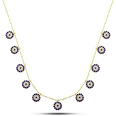 925 Ayar Gümüş Gold Nazarlı Şans Kadın Kolye thumbnail 2