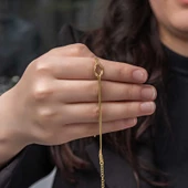 925 Ayar Gümüş Gold Aşk Düğüm Kadın Bileklik thumbnail 1