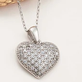 925 Ayar Gümüş Bombeli Kalp Kadın Kolye thumbnail 3