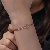 925 Ayar Gümüş Rose Aşk Düğüm Kadın Bileklik thumbnail 3